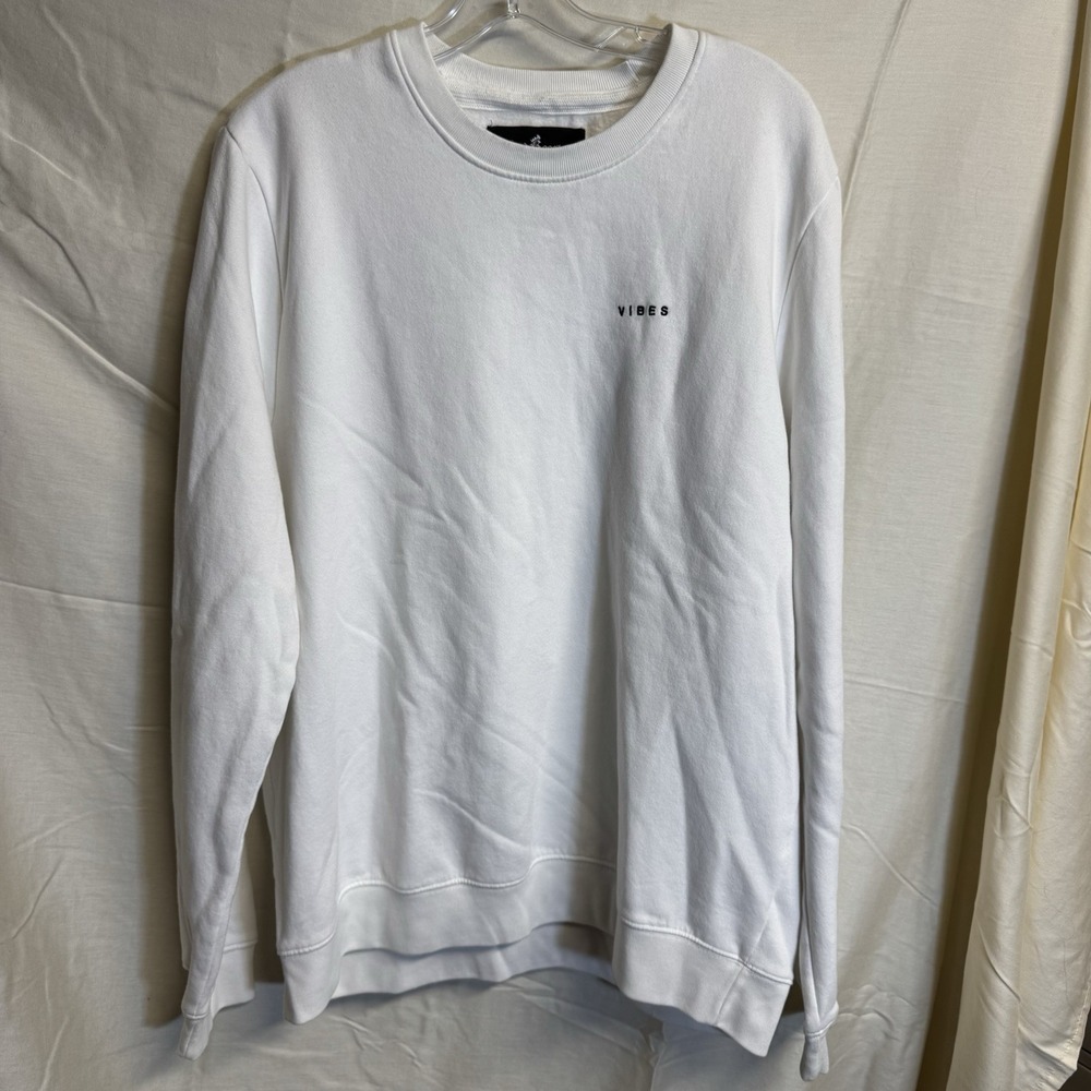 Blind Rooster Vibes Crewneck Sweatshirt Men's XL White Streetwear Grunge